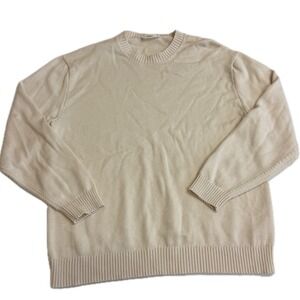 Everlane Sweater Mens XL Cream Organic Cotton Rib Crew Neck Pullover